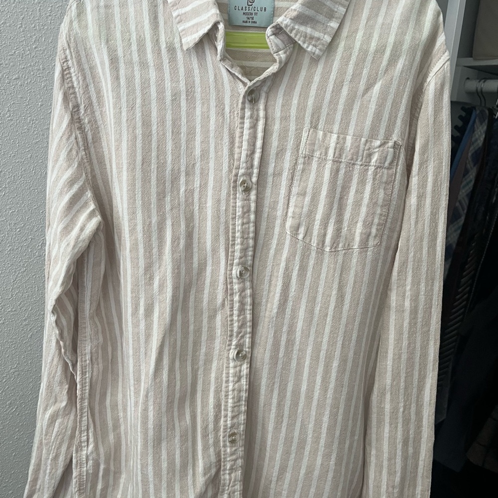Class Club linen  Casual Button Down Shirts